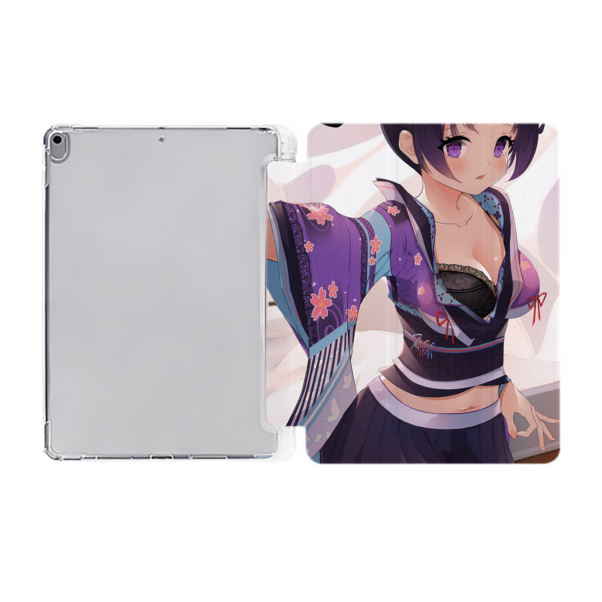 （画像用） 鬼滅の刃（きめつのやいば）蟲柱-胡蝶 しのぶ／こちょう しのぶ Kochou Shinobu IPad ケース ペン収納付き 三つ折りスタンド PUレザー×シリコン 対応機種9.5/10.5/10.9インチ